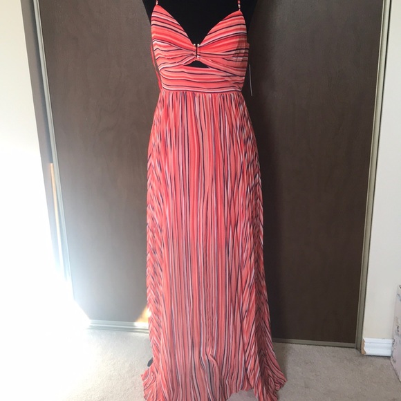NWT Guess Marrah maxi dress pink red striped - Picture 2 of 7